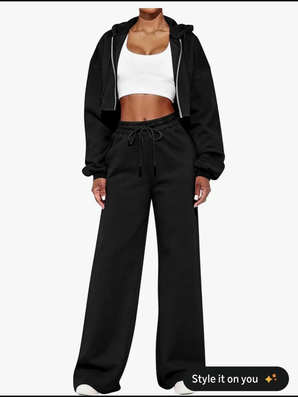 Wide Leg Drawstring Sweatpants - Gray